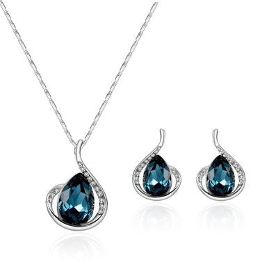 Exquisite and Elegant Water Drop Korean Zircon Necklace Earrings